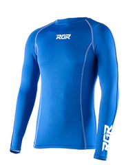 Maglia a compressione a maniche lunghe RGR Performance Royal Azzurra: maglia tecnica blu da uomo, ideale per le attività sportive.