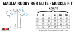 Tabella taglie Maglia Rugby RGR Elite Muscle Fit con misure in cm.