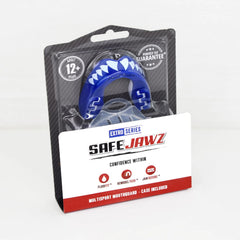 Paradenti Safejawz Shark blu per adulti, design a squalo, per sport da contatto.
