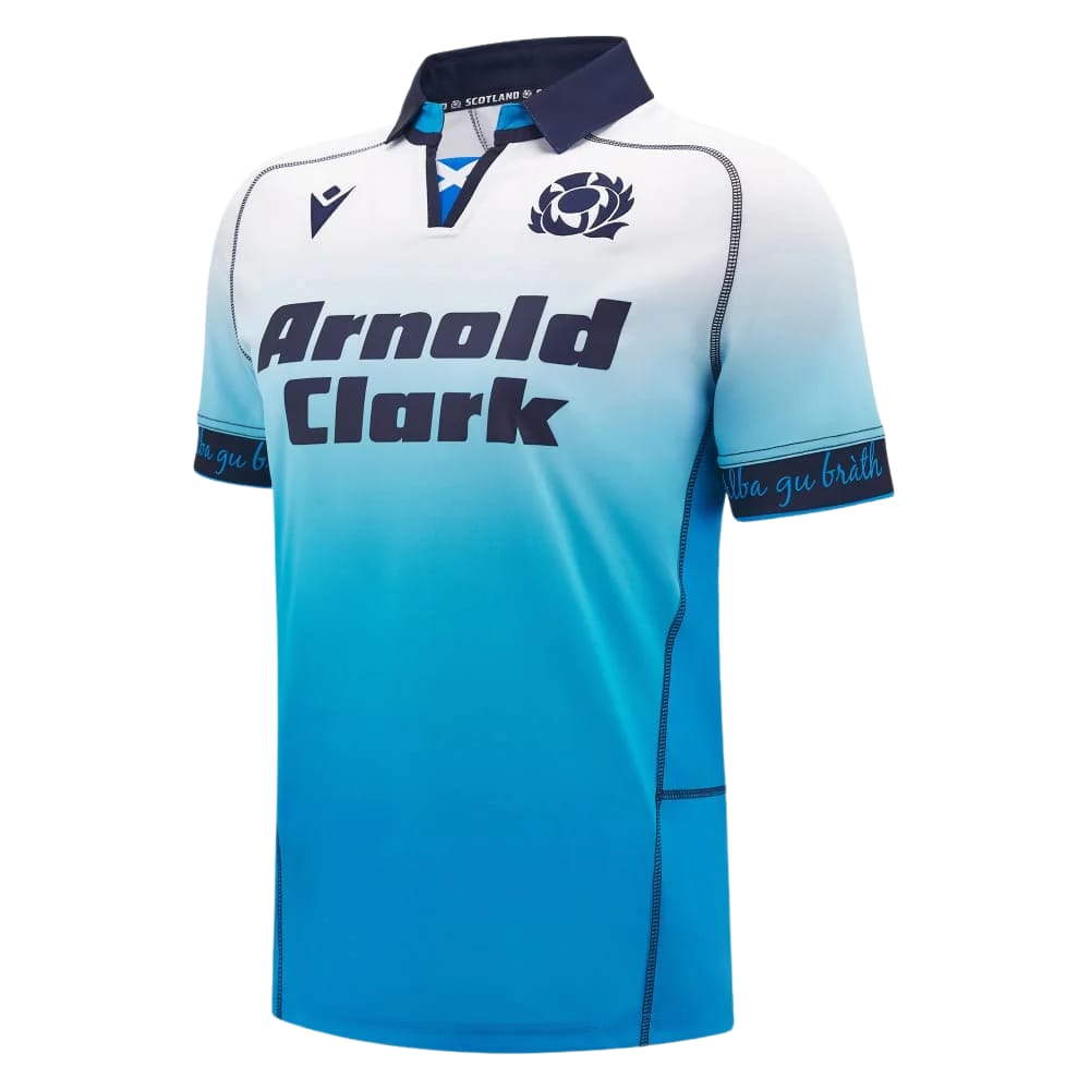 Maglia Rugby Scozia Pro 2025 Away ufficiale con logo e sponsor Arnold Clark.