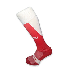PACK DI 2 PAIA - Calza Rugby Samurai Professionale Tri Nation Rosso Bianco: Professional red and white rugby socks. Samurai brand sports socks.