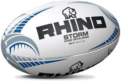 Pallone da rugby Rhino Pass Developer, taglia 5, con peso specifico maggiorato per migliorare le capacità di passaggio.