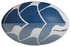 Pallone da rugby Canterbury Thrillseeker: design con motivo blu e bianco.