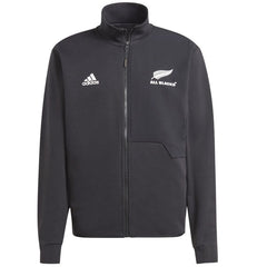 Giacca da allenamento da uomo Adidas All Blacks in nero, logo bianco sul petto.