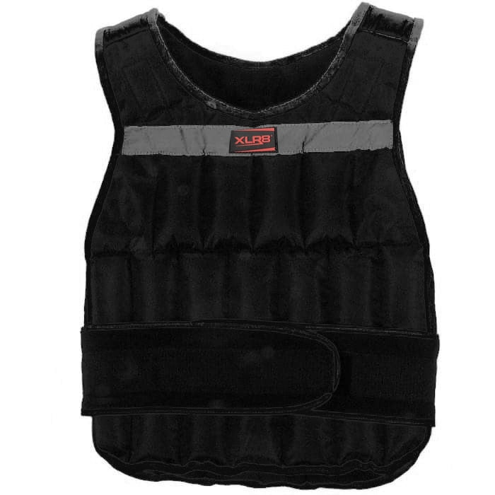 Giacca zavorrata nera da allenamento XLR8 con chiusura a velcro e inserto riflettente.