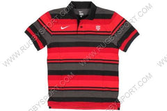 polo tolosa rugby manica corta rigata nero/rosso