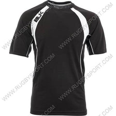 Maglia tecnica allenamento BLK nera con inserti bianchi, ideale per il rugby.