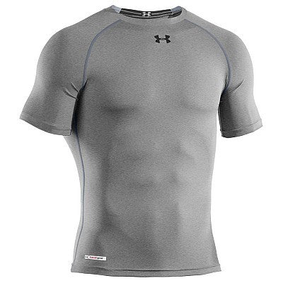 Maglietta tecnica Under Armour HeatGear Sonic grigia a maniche corte.