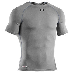 Maglietta tecnica Under Armour HeatGear Sonic grigia a maniche corte.
