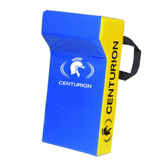 Scudo da placcaggio rugby Centurion blu e giallo con maniglia.