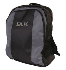 Zainetto BLK Tek grigio e nero, con logo BLK in rilievo, ideale per sportivi.