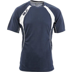 Maglia tecnica BLK training blu, con inserti bianchi e mesh traspirante sui fianchi.