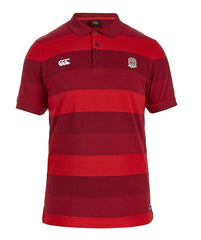 Polo da rugby Inghilterra a righe rosse, logo rosa.