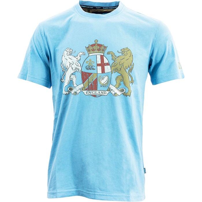 T-shirt azzurra uomo con stemma araldico Inghilterra RWC 2015