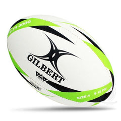 Pallone da rugby Gilbert G-TR 3000 bianco, verde e nero, misura 4.