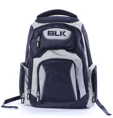 Zaino sportivo BLK STRATUS blu e grigio con logo in evidenza.
