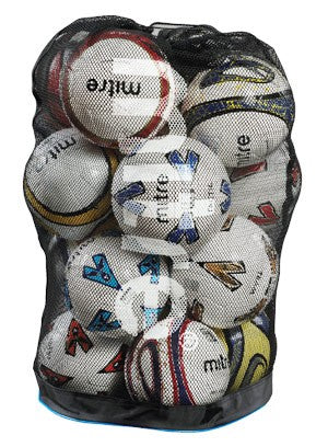 Sacca in rete mesh Mitre per palloni da calcio, capiente e resistente.