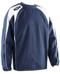 Top allenamento Elite RGR blu e bianco con logo RGR sulla spalla.