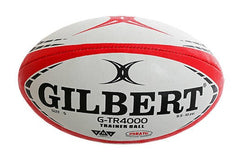 Pallone da rugby Gilbert G-TR4000 bianco e rosso, taglia 5, ideale per allenamento.