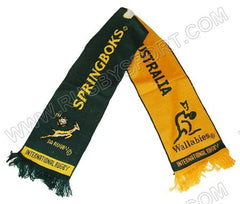 Sciarpa da rugby Springboks Sudafrica-Wallabies Australia, verde/gialla.