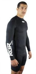 Maglia termica RGR nera a maniche lunghe da uomo, ideale per il rugby.