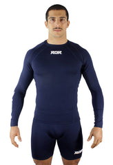 Maglia termica uomo RGR Blu a maniche lunghe, ideale per allenamenti di rugby.
