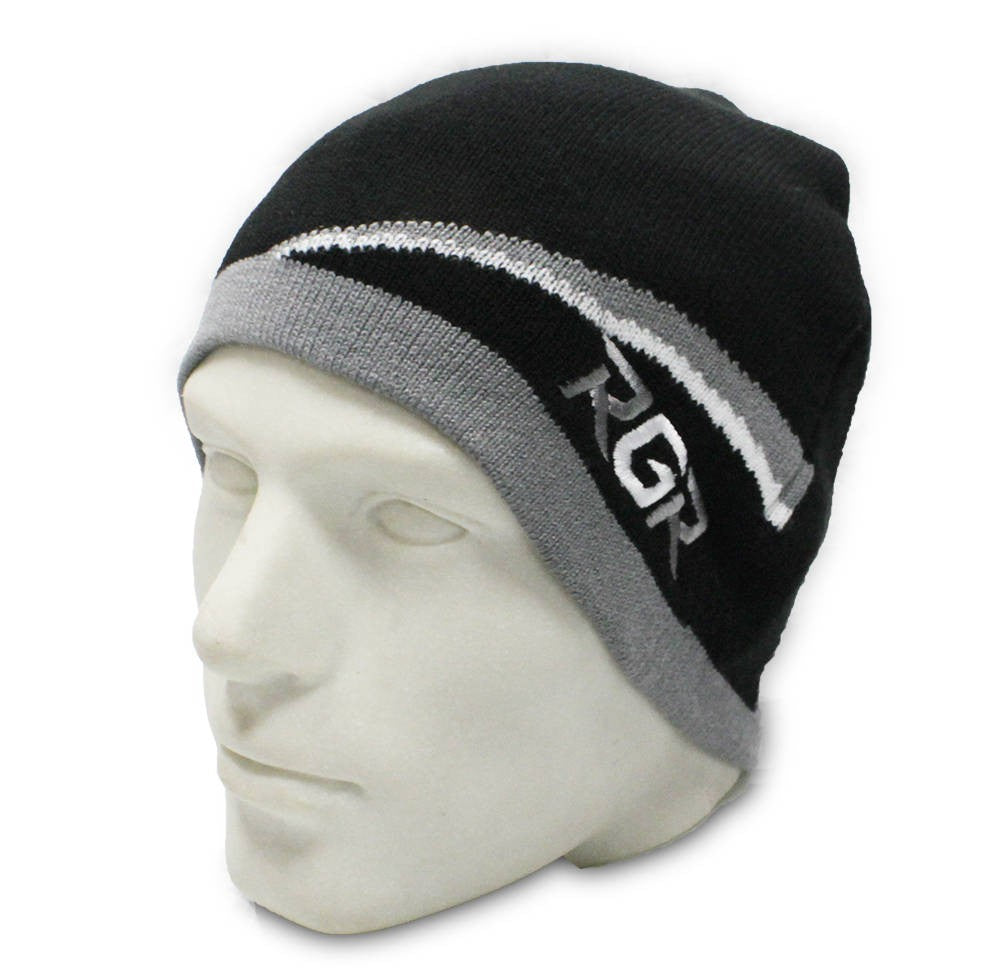 Berretto invernale RGR Storm nero, grigio e bianco con logo RGR.