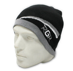 Berretto invernale RGR Storm nero, grigio e bianco con logo RGR.