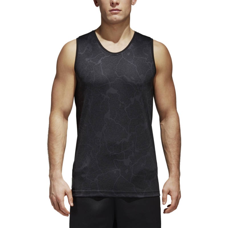 Canotta Adidas All Blacks Rugby Lux uomo nera con stampa effetto marmo.