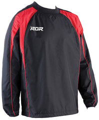 Top allenamento Elite RGR nero e rosso con logo bianco.