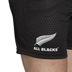 Pantaloncino da rugby nero All Blacks con logo felce bianca, gara 2021.