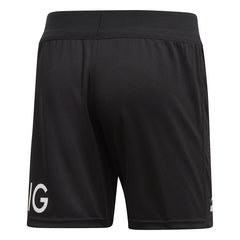 Pantaloncino da rugby All Blacks gara 2021 nero con logo bianco.