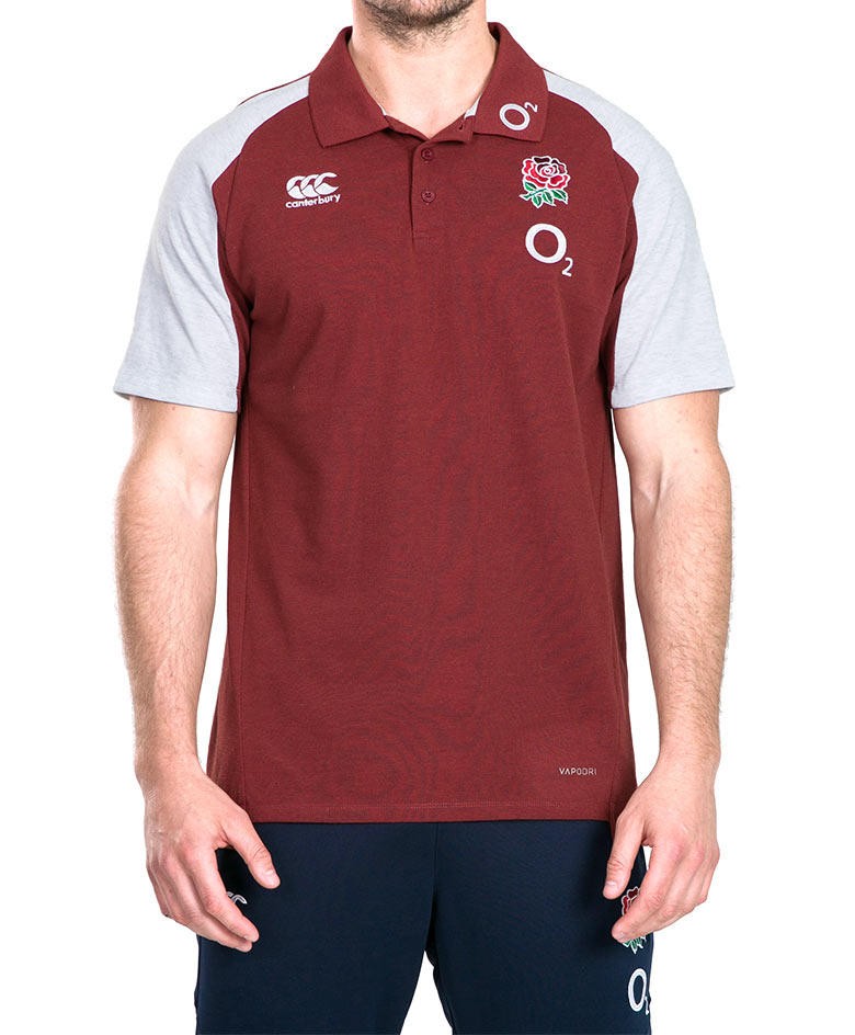 Polo Inghilterra Rugby Vapodri Cotone Piquet 2019-20 bordo