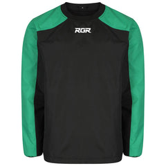 Top allenamento RGR da ragazzo, nero con inserti verdi, logo RGR.
