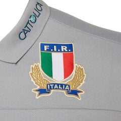 Polo da viaggio da uomo Grigio FIR Italia Rugby, con stemma ricamato