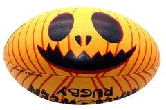 Pallone da rugby fantasy Halloween RGR con faccia da zucca sorridente.