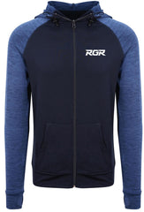 Felpa tecnica ArmourSkin RGR blu con zip lunga e cappuccio.