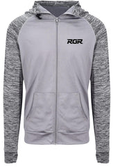 Felpa tecnica RGR grigia con zip lunga e logo frontale