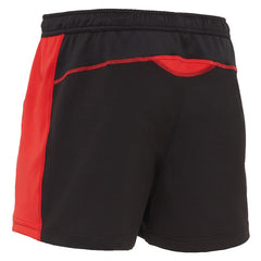 Pantaloncini da rugby Galles training 2021 neri con inserti rossi laterali.