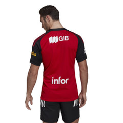 Maglia Rugby Crusaders Home 2022 Adidas rossa e nera vista da dietro.