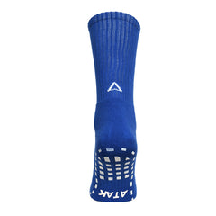 Calza ATAK SHOX MID GRIP azzurra con grip antiscivolo sul tallone.