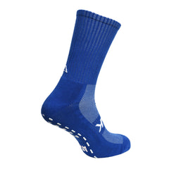 Calza ATK SHOX MID GRIP azzurra con grip antiscivolo per rugby.