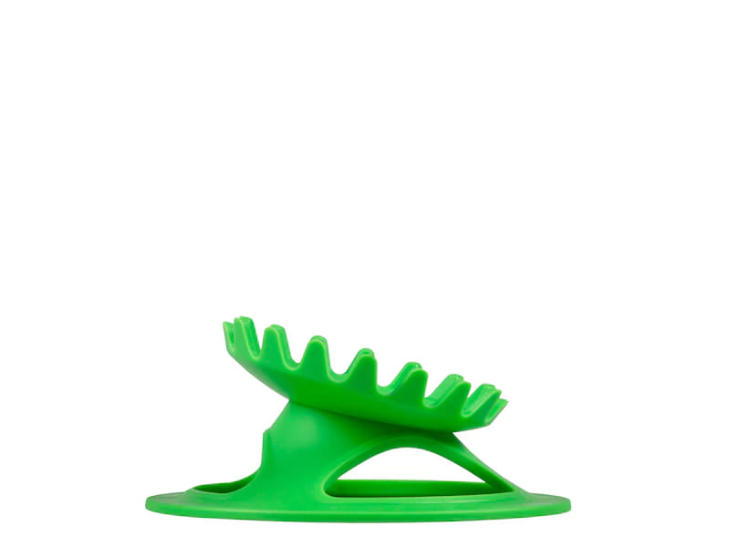 Supporto verde per calcio Supertee CROWN, con base circolare e dentatura a pettine.