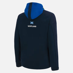 Giacca Macron Scotland Rugby Anthem 2022/23: giacca con cappuccio blu navy, logo della bandiera scozzese