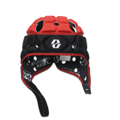 Caschetto da rugby Body Armour ventilato, nero e rosso, taglia M.