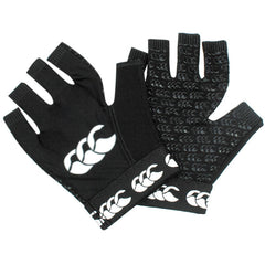 Guantini Rugby CCC Pro Grip Nero: guanti da rugby neri senza dita con logo CCC e grip strutturato in silicone sul palmo.