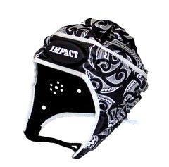 Caschetto Rugby Impact Kiwi Maori Nero: casco protettivo da rugby con design ispirato ai Maori, dotato di imbottitura eccellente