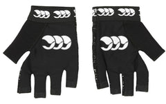 Guanti da rugby CCC Pro Grip: guanti neri senza dita con logo CCC, ideali per allenamenti e partite di rugby.