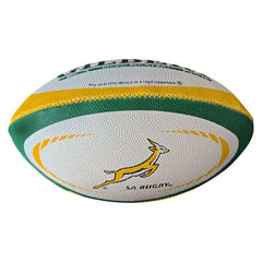 Mini Palloncino Rugby Springboks: Pallone da rugby ufficiale sudafricano, design verde e oro, logo Springboks