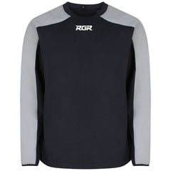 Top allenamento RGR blu-grigio con logo bianco sul petto.